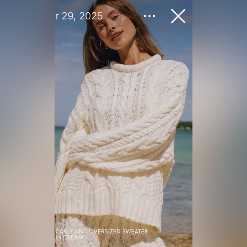 Daily Drills Cable Knit Sweater Set - Cream
